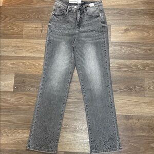 Judy Blue Women's Speckled Gray Straight Leg Jeans